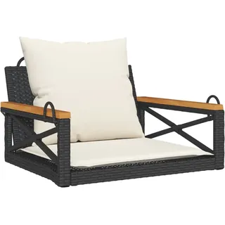 vidaXL Hängesessel mit Kissen Schwarz 63x62x40 cm Poly Rattan