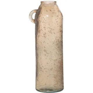 DRW Bodenvase aus recyceltem Glas, Hellbraun, 14 x 16 x 45 cm