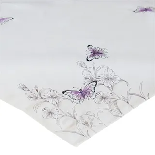 Tischwäsche mit Motiv zarte Schmetterlinge und Blumen 85 x 85 cm - Weiß