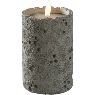 Konstsmide LED-Kerze Betonoptik für Innen Ø 8 cm x 12 cm Grau