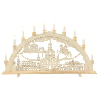 Dekohelden24 5210039-10 10-flammiger Schwibbogen, Motiv: Dresden, L/B/H ca. 71 x 4 x 40 cm.