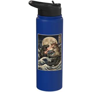 Trex Cat Japanische Ukiyo-e Woodblock Monster Art Stainless Steel Insulated Water Bottle