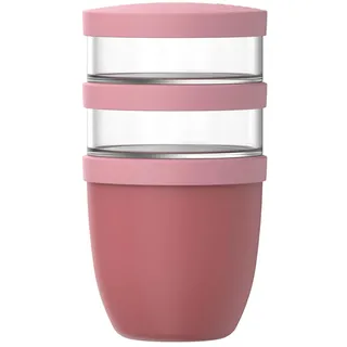 Mepal - Müslibecher 3 teilig Ellipse - 500 + 200 + 200 ml - Vivid mauve | Müslibecher To Go - Joghurtbecher To Go - Platz für Snacks und Toppings - Geeignet für Spülmaschine