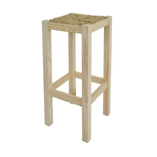 Aranaz Rustikaler Hocker, hohe Sitzbank, Anea-Sitz, Kiefernholz, ideal für zu Hause, für Küche, Bad, Schlafzimmer, Bar, robust, funktional und dekorativ, ohne Lack, 32,5 x 32,5 x 70 cm