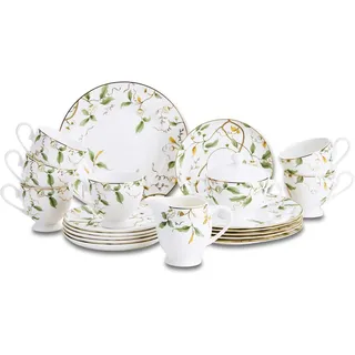Peill+Putzler Germany Kaffeeservice, 20-teiliges Geschirrset im floralen | feinstes Bone China Porzellan, spülmaschinengeeignet, vielseitig einsetzbar, für die tägliche Küchenroutine