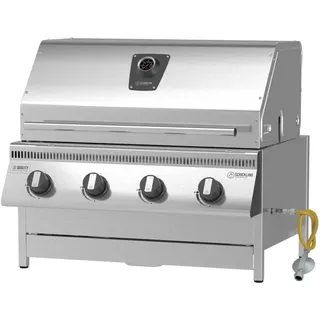 Einbau Gasgrill "Hermann XL - Classic" Einbaugrill mit Deckel für Outdoor Küche Grillküche – Gasgrill 100% aus Edelstahl – Fettwanne mit Frontauszug – 4x5kW Brenner – Made in Germany