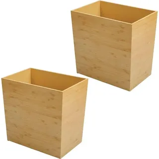 Abfalleimer Mülleimer Abfallsammler 2er Set mDesign Bambus Optik naturfarben - Naturbelassen