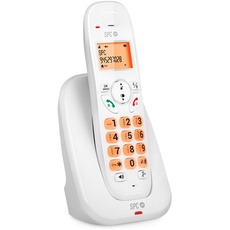 SPC Kairo - Schnurloses Festnetztelefon, beleuchtete Tasten und Leuchtanzeige, Anruferkennung, hohe Lautstärke, Gap-Kompatibilität, Echo-Modus, Anrufsperre, Freisprecheinrichtung, Telefonbuch - Weiß