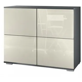 Vladon Kommode Rova Creme Hochglanz , Holzwerkstoff , 92.5x75.5x35 cm , Kleinmöbel, Kommoden, Kommoden