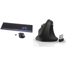 Rapoo 9500M kabelloses Tastatur-Maus Set Wireless Deskset 1600 DPI Sensor - schwarz & Hama kabellose Maus ergonomisch schwarz,USB-Typ-A-Stecker,AA-Mignon Batterie