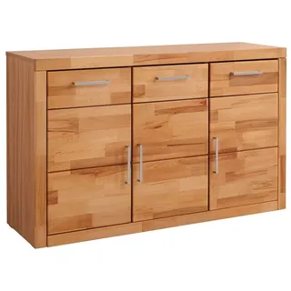 OTTO home Logo Sideboard 130 cm x 80 cm x 42 cm Beige/Massivholz