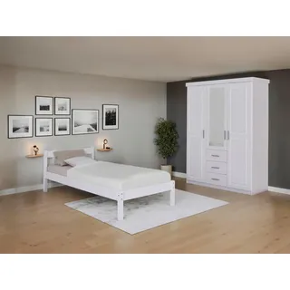 Mid.you Einzelzimmer , Weiß , Holz , Kiefer , massiv , 3 Fächer , Schlafzimmer, Komplette Schlafzimmer und Serien, Schlafzimmerserien