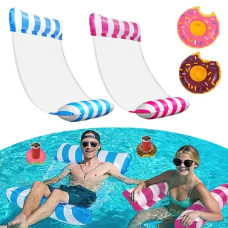 2 STK Luftmatratze Pool+2 Aufblasbares Getränkehalter,Luftmatratze Wasser