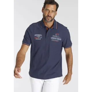 MAN'S WORLD Poloshirt Kurzarm, mit coolem Print, Polokragen, aus Piqué-Stoff Man's World blau