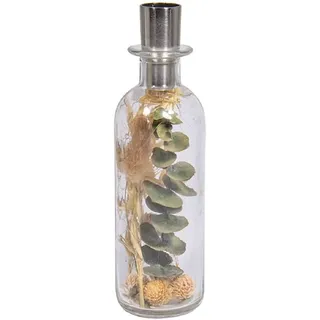 Rayher Glasvase mit Trockenblumen + Kerzenhalter,18,5 cm hoch, 5,5 cm ø, für Stabkerze, Trockenblumen im Glas mit Kerzenhalter, 46698000