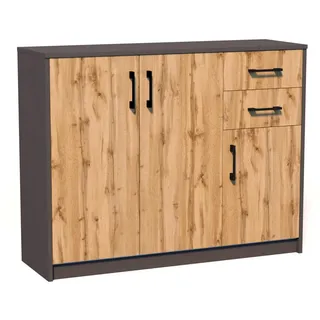 home collective Highboard 110 x 85 x 35 cm graphit-eiche / grau