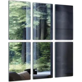 Selbstklebende Dekorationsfliesen - Moderne Mirror Tiles - Wandspiegel - 6 Stück Set - 30x16 cm