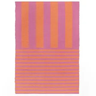 furn. Deck Stripe Teppich – Indoor/Outdoor Gestreifter Waschbarer Wetterbeständiger Leichter Teppich (Orange/Pink – 120x170 cm)
