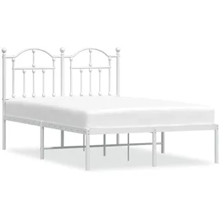vidaXL Bettgestell mit Kopfteil Metall Weiß 120x190 cm - Weiß