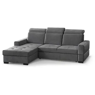 Beautysofa Eckschlafsofa Alex Mini grau links , Grau , Textil , L-Form,L-Form , 245x185 cm , Wohnzimmer, Sofas & Couches, Wohnlandschaften, Ecksofas