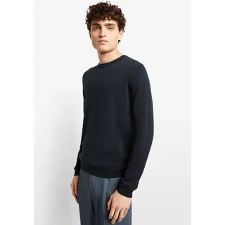 Rundhalspullover CINQUE "CIWALLES", Herren, Gr. S, blau (dunkelblau), Strick, Obermaterial: 50% Baumwolle, 50% Lyocell, unifarben, slim fit, Rundhals, Bündchen, Pullover Rundhalspullover, mit Logoprägung