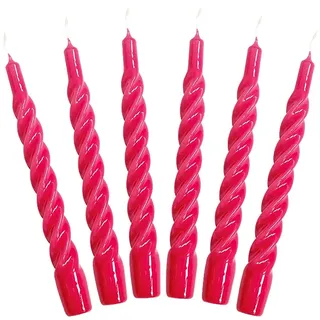 Candles with a Twist®, Stabkerzen gedreht, Hergestellt in Italien, 25 Farben verfügbar, Tafelkerzen lackiert, Spiralkerzen lange Brenndauer 5 Stunden, Kerzen Deko, 6 Stück, 2,2 x 21cm (Himbeere)