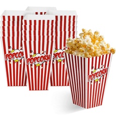 MATANA 50 Große Popcorntüten Retrostyle für Kinderpartys & Filmabende, Kindergeburtstag, Popcornmaschine, Übernachtungen, Kino, Partytüten - 17x9cm - Stabil & Einfach zu Falten