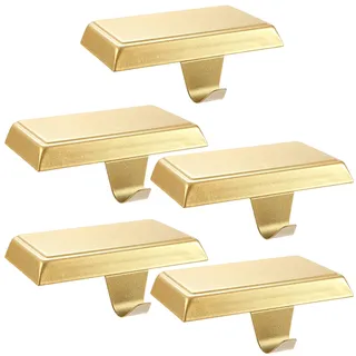 Sunshane Weihnachtsstrumpfhalter Kaminstrumpf Kleiderbügel Haken Kaminsims Metall Hängeschoss für Xmas Party Dekorationen (Gold, 5)