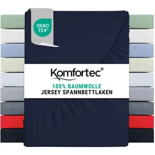 Komfortec Spannbettlaken Jersey 90 x 200 cm Blau