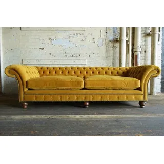 XXL Sofa 4 Sitzer Couch Chesterfield Polster Sitz Garnitur Leder Textil Gelbe - Gelb