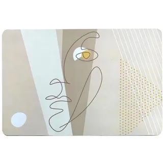 MYBO TV TAPIGENIO Badteppich – super saugfähig, rutschfest, schnell trocknend – Badezimmerteppich mit Diatomit, 50 x 80 cm – Modell Gesicht beige