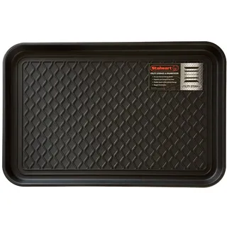 Stalwart Allwetterfeste Schuhmatte aus Hartplastik mit erhöhtem Rand für Eingänge, Decks und Terrassen (schwarz)