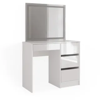 Vicco Schminktisch Sherry Weiß Hochglanz 90 cm mit LED-Spiegel, Model 40170 - Weiß