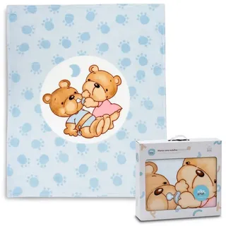 Interbaby Decke für Babybett, extra weich, aus Sedalina, Bärenpaar, bequem, warm, Babydecke 110 x 140 cm, Unisex, für Kinderbetten