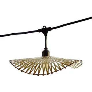 Lumisky Lichterkette, anschließbar, für den Außenbereich, Lampenschirm aus Bambus, natur, Boho, 7-flammig, E27-Fassung, warmweiß, 6 m