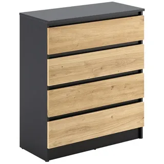 home collective Kommode 76 x 87 x 35 cm Anthrazit / Eiche