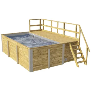 Weka Massivholzpool 595 Gr.1 309 x 416 x 116 cm inkl. Sonnendeck