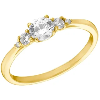 Fingerring AMOR "2035669/-70/-71/-72/-73" Gr. 54, gold (gelbgoldfarben, kristallweiß), Fingerringe, Damen, 54, Silber 925 (Sterlingsilber), 1,5mm, Fingerring, mit Zirkonia (synth.)