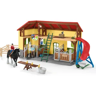 Schleich 42485 Farm World Pferdestall - Mit 7 Tieren, 2 Pferdeboxen, Bauer Paul und Bäuerin Laura - Ab 3 Jahren