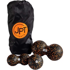 JPTsports® Faszienball-Set inkl. eBook & Tragetasche | Massageball-Set aus Einzelball (10cm) & Duoball (8cm & 12cm)