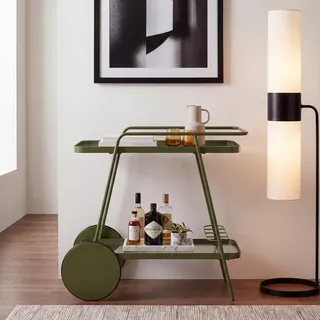 SAFAVIEH Modern 2 Etagen Barwagen, Grün, 91 x 47 x 76