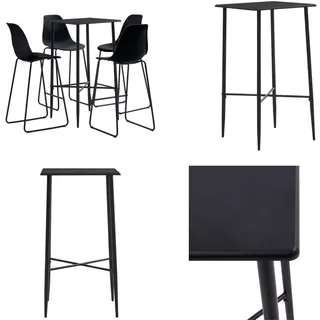 vidaXL 5 tlg. Bar Set Kunststoff Schwarz - Bar-Set - Bar-Sets - Bartisch Mit Barhocker - Bartische Mit Barhocker - Schwarz