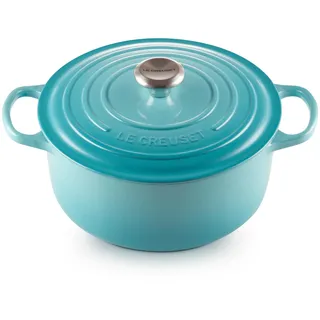 Le Creuset Signature Gusseisen-Bräter mit Deckel, Ø 26 cm, Rund, Für alle Herdarten und Induktion geeignet, Volumen: 5,3 l, 5,135 kg, Karibik, 21177261702430