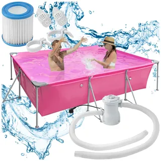 Tectake Swimming Pool Summertime 375 x 282 x 70 cm inkl. Filterpumpe und Sonnendach