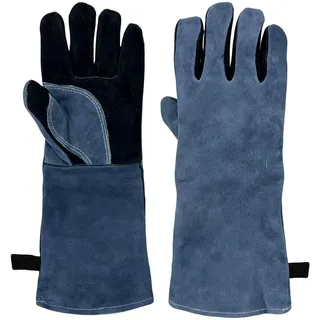 Hitzebeständiger Leder Grillhandschuhe, Schweißhandschuhe, Ofenhandschuhe, mit Aufhängung, Kaminhandschuhe Feuerfeste Hitzeschutz Handschuhe, für Grill Grillplatz und Küche