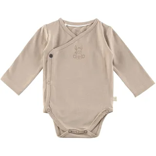 Sterntaler Body Emmi - Unisex Wickel Body aus Baumwoll Jersey - Langarm Body mit Esel Emmi Print - Neugeborenen Body seitlich zum Knöpfen - Druckknöpfe im Schritt - Baby Strampler, Sand, Größe 68