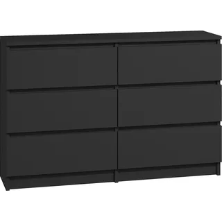 Roe Furniture | Kommode - 6 Schubladen - 120 cm - Schwarz Matt - Modernes Design - Hohe Funktionalität - Sideboard - Schwarz