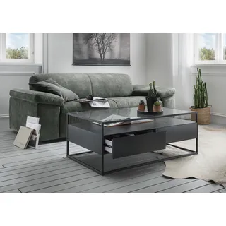 Concept Bozen II Couchtisch Klarglas 2 Schubladen Metallgestell 110x60x42 cm