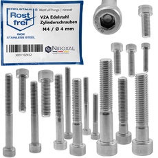 Edelstahl Zylinderkopfschraube V2A M4 (=4 mm) 16-mm Schrauben-Länge 50 Stück 16-mm Voll-Gewinde Innensechskant Zylinder Schraube M4x16 rostfrei