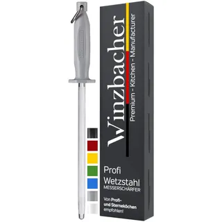 Winzbacher [39cm] Profi Messerschärfer Wetzstahl – aus gehärtetem Spezialstahl | Messerschaerfer Messerschleifer | ergonomisch geformter Soft-Touch Griff mit Fingerschutz